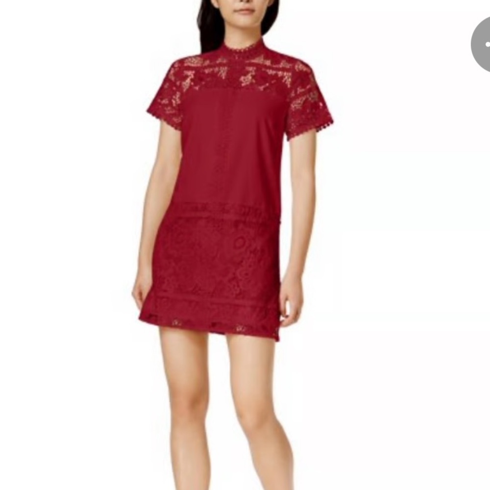 Kenzie Red Lace shift dress